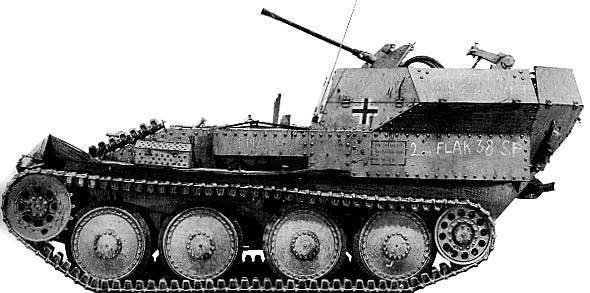 Зенитная самоходная установка Sd.Kfz.140 (Flakpanzer 38(t))