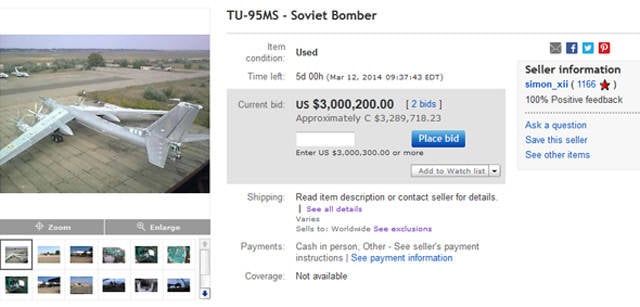 Украинская компания продает на eBay стратегический бомбардировщик