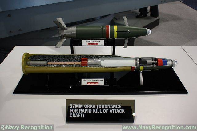 Корпорация BAE Systems представила новый 57-мм управляемый снаряд ORKA Mk 295 Mod 1