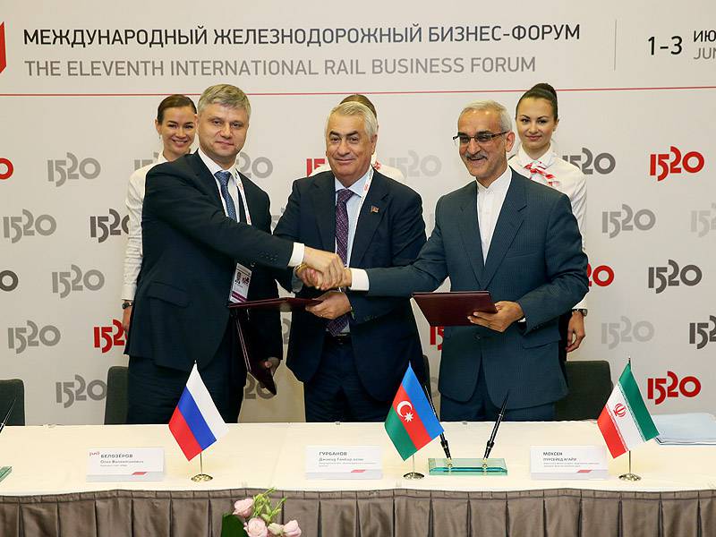 Россия, Азербайджан и Иран подписали соглашение о развитии интеграции по программе железнодорожного маршрута "Север-Юг"