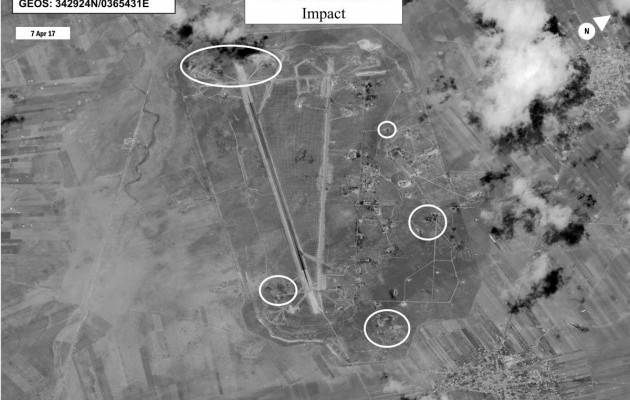 Опубликованы спутниковые фото последствий ракетного удара США по сирийской авиабазе