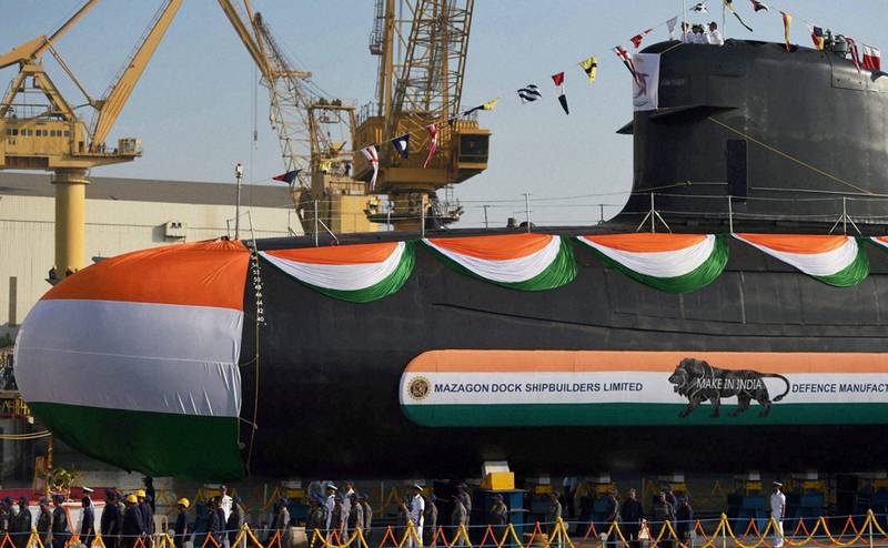 В Индии спустили на воду четвёртую НАПЛ "Скорпен" для ВМС страны