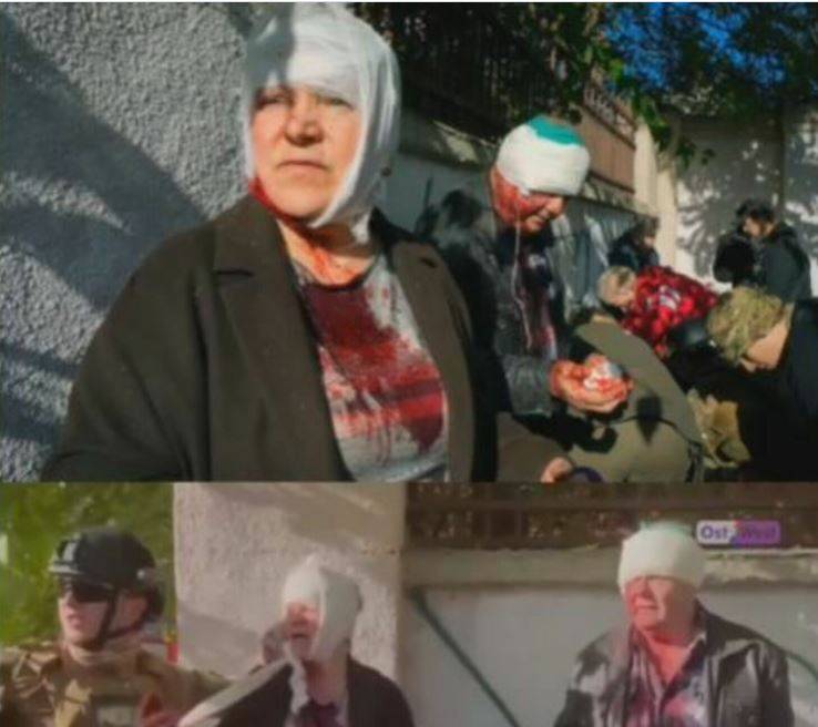 Измазанные красным сиропом «пострадавшие» от российских ударов в Киеве попали на видео